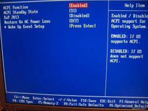 Как отключить acpi в bios