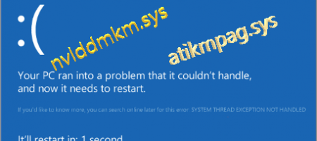 SYSTEM THREAD EXCEPTION NOT HANDLED или Video_TDR_Failure atikmpag.sys, nvlddmkm.sys