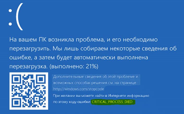 Синий экран ваш компьютер необходимо восстановить