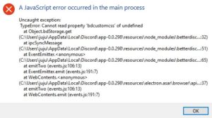 A javascript error occurred in the main process как исправить скайп