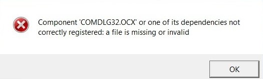 Component MSCOMCTL.OCX file is missing or invalid