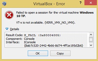 vt-x is not available (verr_vmx_no_vmx)