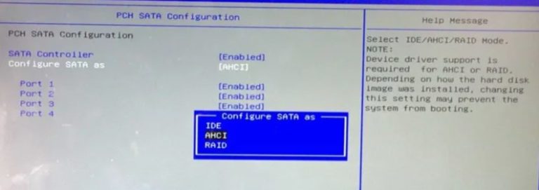Как включить ahci если его нет в биосе