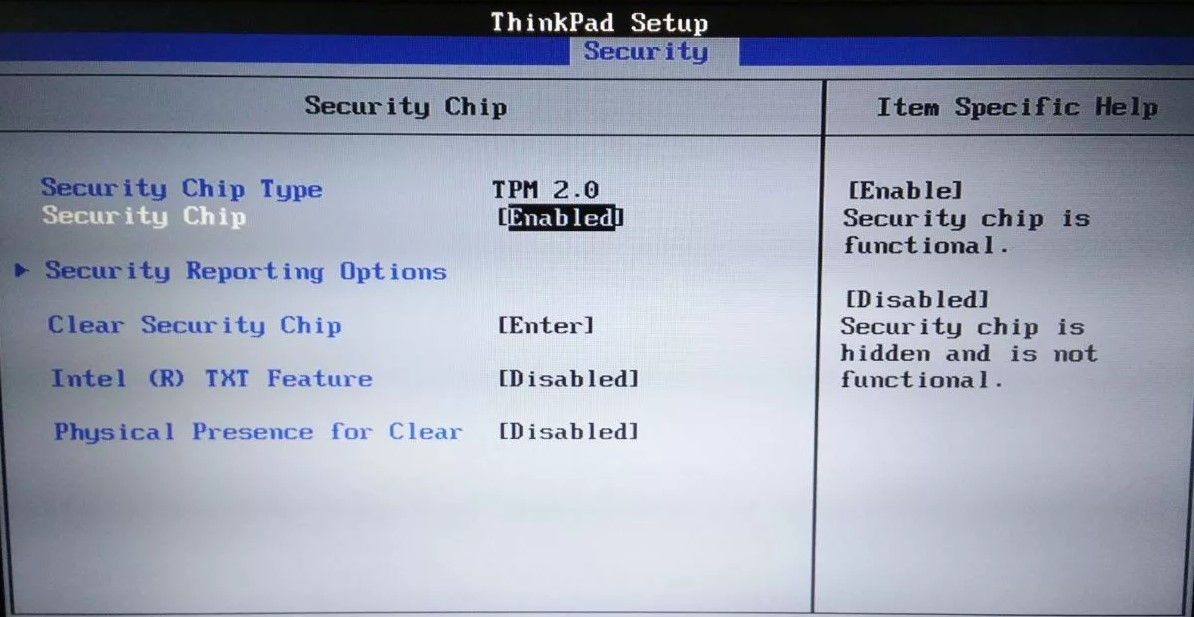 Security Chip TPM BIOS ноутбука