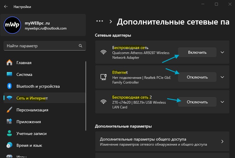 сетевые адаптеры windows 11