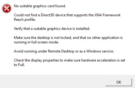 No suitable graphics card found