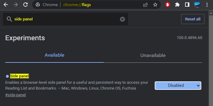 убрать боковую панель в Chrome