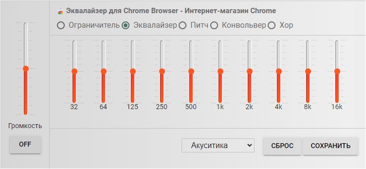 Эквалайзер для Chrome Browser
