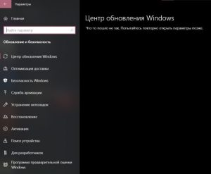 Центр обновления windows 10 что то пошло не так попытайтесь повторно открыть параметры позже