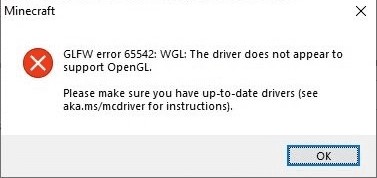 GLFW error 65542 WGL: The driver does not appear to support OpenGL