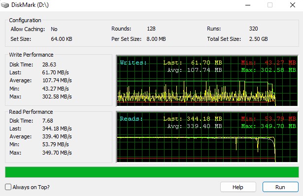 Проверка скорости HDD и SSD в DiskMark