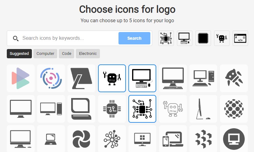 выбор иконки для логотипа на turbologo