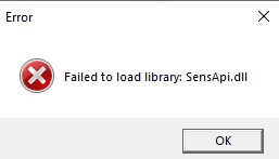 failed to load library sensapi.dll