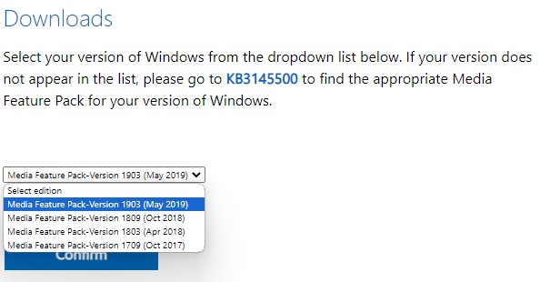 Windows Media Feature Pack для windiws 10 N