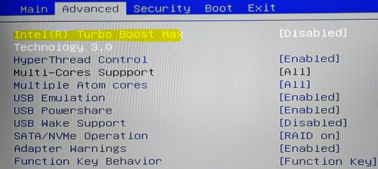 Turbo Boost в BIOS intel