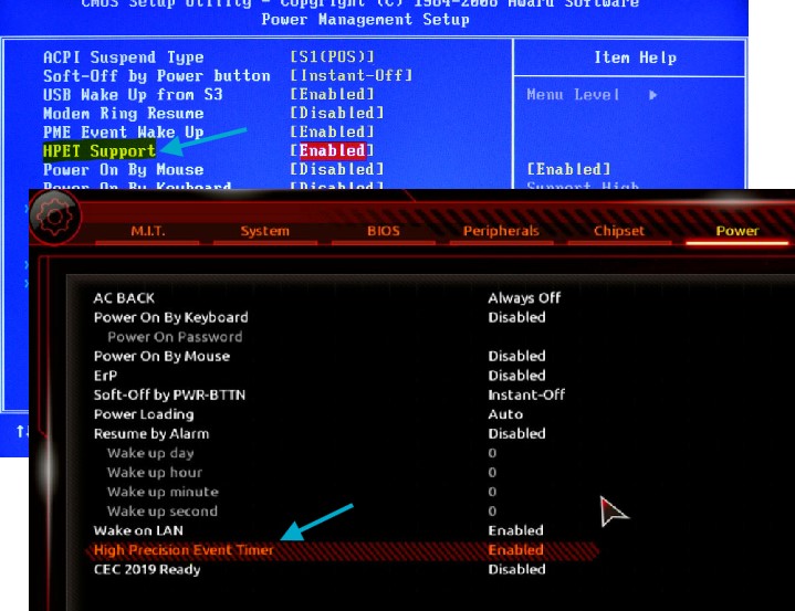 отключить включить HPET в BIOS и UEFI