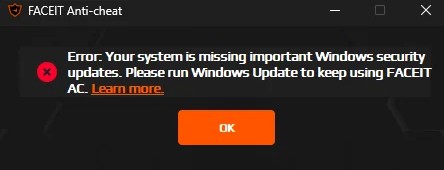 Faceit Your system is missing important windows security