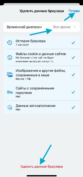 удалить данные браузера chrome iphone