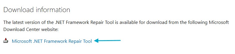 Download Microsoft NET Framework Repair Tool