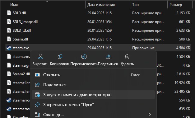 запуск steam через исполняемый файл