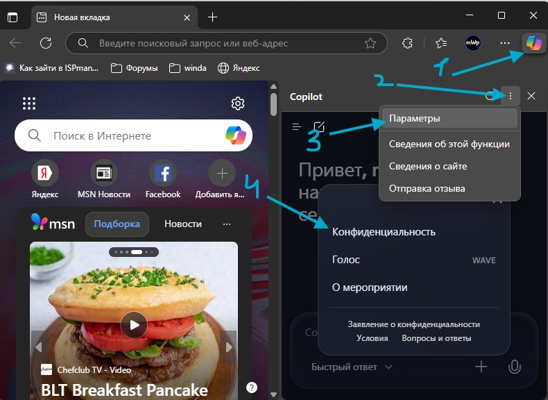 Конфиденциальность в copilot для edge