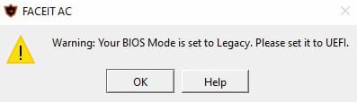 Warning Your BIOS Mode is set to Legacy. Please set it to UEFI